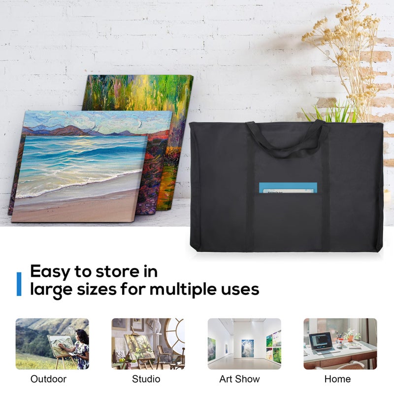 JJRING Dacron Light Weight Art Portfolio Tote Bag, 25'' x 37'' for 24'' x36'' Black Carrying Storage Case For Poster, Sketching, and Drawing - Image 5